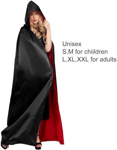 Myir JUN Schwarz Rot Umhang für Erwachsene und Kinder (L) Halloween-Kostüm mit Kapuze Global Recycled Standard