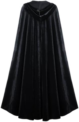 SCARLET DARKNESS Damen Maxi Samt Kapuzenumhang für Mittelalter-Themen mit großem Umhangsauschnitt und Passform 140x200cm