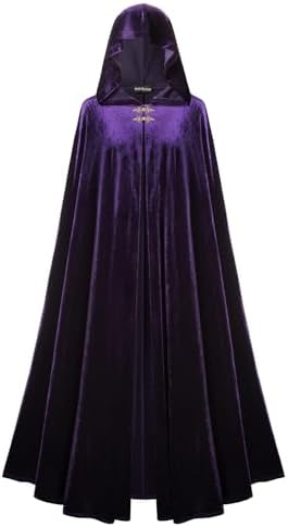 SCARLET DARKNESS Damen Maxi Samt Kapuzenumhang für Mittelalter-Themen mit großem Umhangsauschnitt und Passform 140x200cm