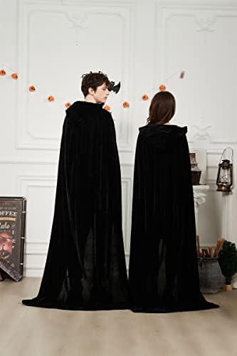 Labellevie Lange Umhang mit Kapuze Schwarz Halloween Kostüm Erwachsene Unisex Global Recycled Standard