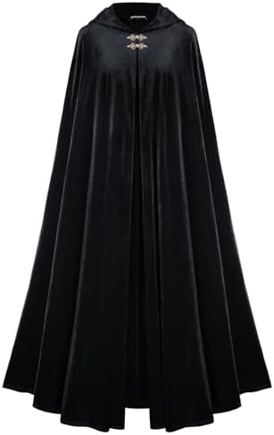 SCARLET DARKNESS Damen Maxi Samt Kapuzenumhang für Mittelalter-Themen mit großem Umhangsauschnitt und Passform 140x200cm