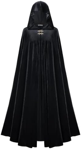 SCARLET DARKNESS Damen Maxi Samt Kapuzenumhang für Mittelalter-Themen mit großem Umhangsauschnitt und Passform 140x200cm