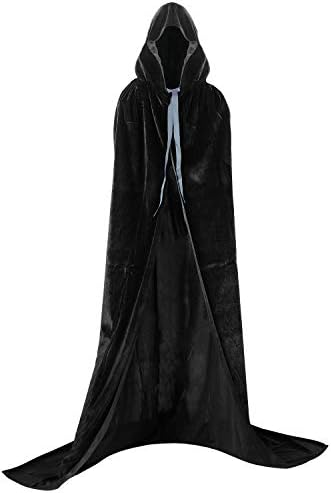 Labellevie Lange Umhang mit Kapuze Schwarz Halloween Kostüm Erwachsene Unisex Global Recycled Standard