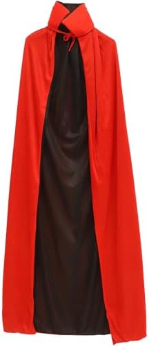 WINOMO Vampir Umhang Herren Schwarz & Rot für Cosplay und Halloween Specieller Stehkragen und Stretch-Material in L-Medi