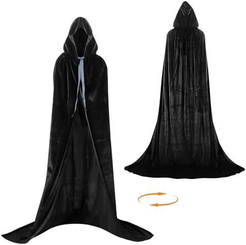  Vampir Kostüm Damen für Halloween Schwarz Samt Cape mit Kapuze Erwachsene Dracula Look
| Halloween Kostüm Erwachsene Sc