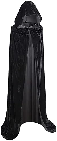 Vampir Umhang Schwarz für Erwachsene - Halloween Kostüm mit Kapuze, Samt Material, Perfektes Halloween Cosplay für Maske
