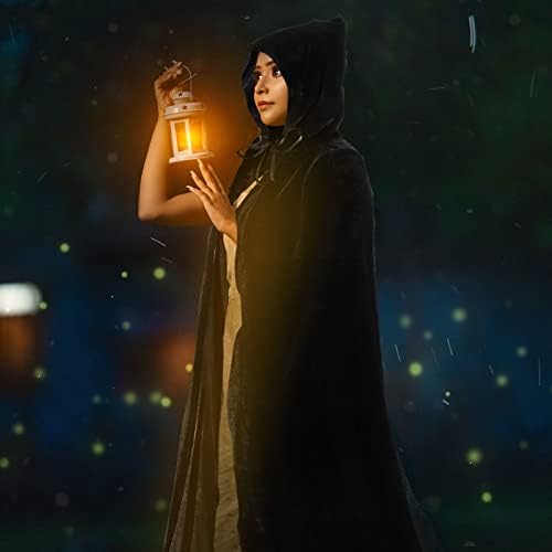 Generisch Schwarzer Kapuzenumhang für Erwachsene, Perfect Halloween Kostüm, Unisex Mantel 150CM