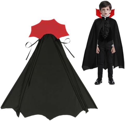  Dracula Kostüm Kinder Jungen - Schwarz Rot, Halloween-Vampir Umhang für Rollenspiele
| Vampirkostüm Junge Mädchen - Ste