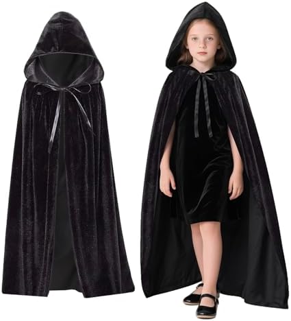 Black Halloween Umhang Kinder 120CM Schwarz Samt Cape Vampir Kostüm(S)  
Schwarzer Halloween Umhang für Kinder 120CM Kap