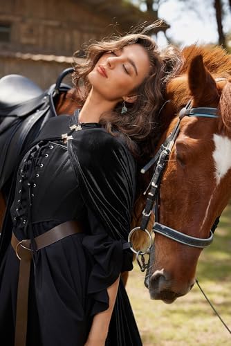 SCARLET DARKNESS Damen Maxi Samt Kapuzenumhang für Mittelalter-Themen mit großem Umhangsauschnitt und Passform 140x200cm