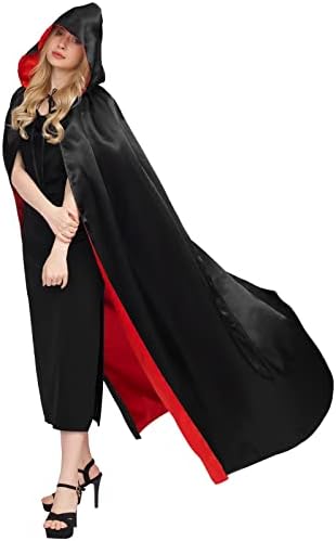 Myir JUN Schwarz Rot Umhang für Erwachsene und Kinder (L) Halloween-Kostüm mit Kapuze Global Recycled Standard