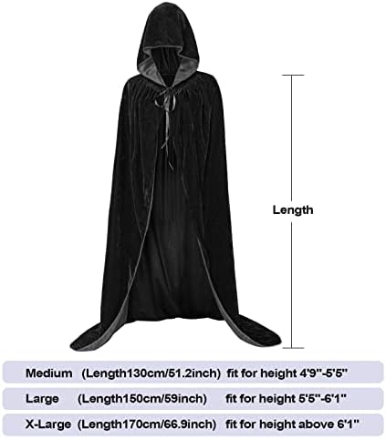 Samt Halloween Umhang mit Kapuze - Vampir Kostüm für Erwachsene - Qualitätsparticulier Halloween Kostüme