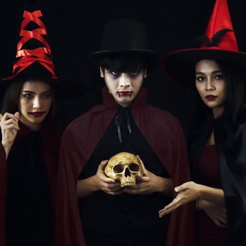 Halloween-Vampir-Umhang Unisex Reversibel Hexenumhang mit Stehkragen zur Cosplay Maskerade Party Hexenkostüme - Größe L