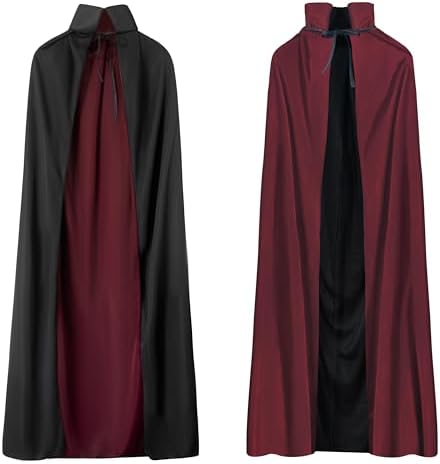 Halloween-Vampir-Umhang Unisex Reversibel Hexenumhang mit Stehkragen zur Cosplay Maskerade Party Hexenkostüme - Größe L