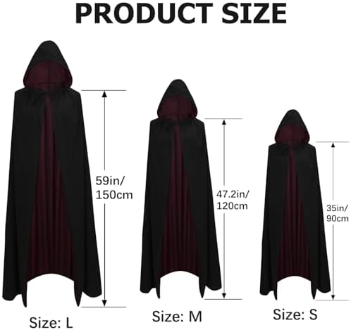 Ulife Mall Umhang mit Kapuze für Herren und Damen - Halloween und Weihnachten - Vampir Kostüm - 120cm