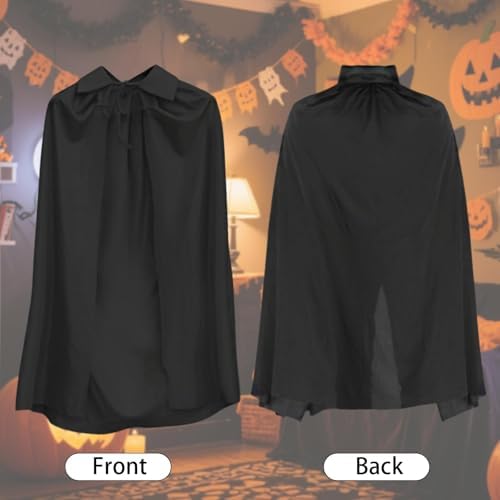 Kinder Vampir Zähne Kostüm 2 Stück Schwarz + 3 Blutpillen + Einlagiger Umhang 90cm