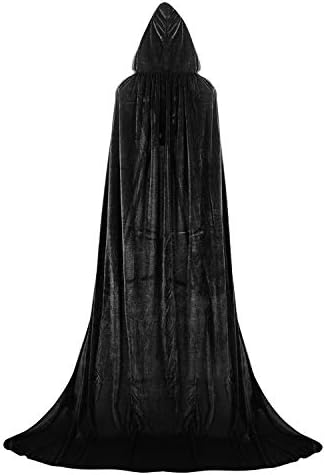 Labellevie Lange Umhang mit Kapuze Schwarz Halloween Kostüm Erwachsene Unisex Global Recycled Standard