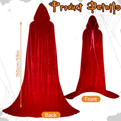  Vampir Kostüm Damen für Halloween Schwarz Samt Cape mit Kapuze Erwachsene Dracula Look
| Halloween Kostüm Erwachsene Sc