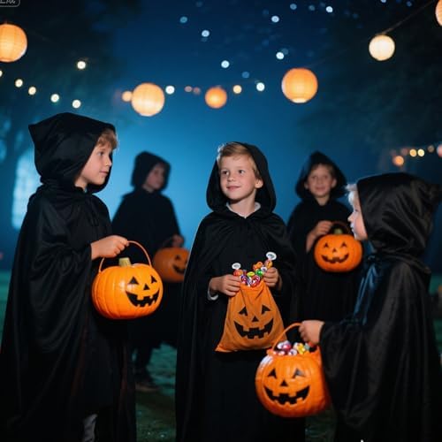 Halloween Kostüm Erwachsener Unisex Schwarz, 120cm Vampir Umhang Leicht Atmungsaktiv, Halloween Umhang Für Kinder Und Er