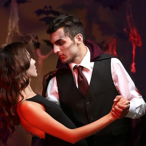 Halloween-Vampir-Umhang Unisex Reversibel Hexenumhang mit Stehkragen zur Cosplay Maskerade Party Hexenkostüme - Größe L