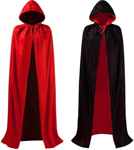  Halloween Kostüm Vampir Umhang für Erwachsene
| Gruselig Vampirumhang für Karneval und Fasching
| Beidseitig Rot & Schw