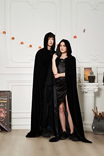 Labellevie Lange Umhang mit Kapuze Schwarz Halloween Kostüm Erwachsene Unisex Global Recycled Standard