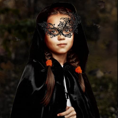Schwarzer Umhang Mit Kapuze für Erwachsene & Kinder, Halloween & Karneval, Mittelalter Vampir Kostüm (L)  
Schwarzer Umh