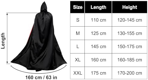 Myir JUN Schwarz Rot Umhang für Erwachsene und Kinder (L) Halloween-Kostüm mit Kapuze Global Recycled Standard