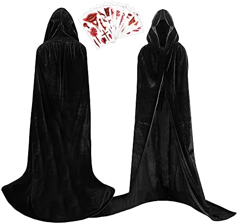  Halloween Umhang mit Kapuze Erwachsene, Blutig Tattoo-Aufkleber Set, Samt Vampir Cape Rot
| Halloween Umhänge Kostüm Er