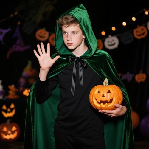 Black Halloween Umhang Kinder 120CM Schwarz Samt Cape Vampir Kostüm(S)  
Schwarzer Halloween Umhang für Kinder 120CM Kap