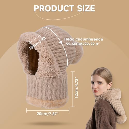 Generischer Plüsch Sturmhaube Mütze 3-in-1 Wintermütze für Damen