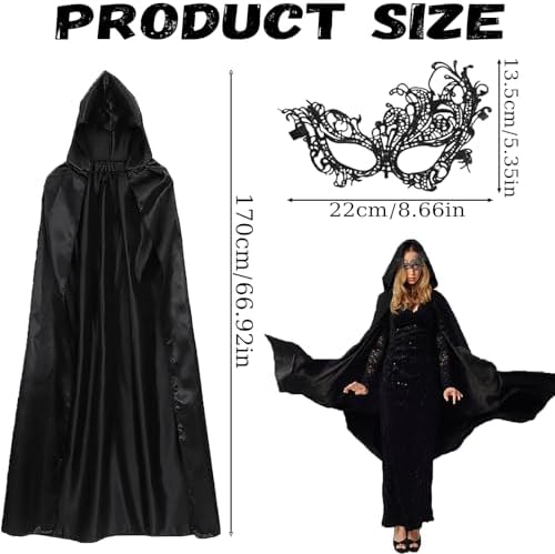  Schwarzer Halloween Umhang Mit Kapuze Für Cosplay
| Halloween Umhang Schwarz Mit Maske Für Karneval
| Cosplay Halloween