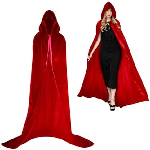  Vampir Kostüm Damen für Halloween Schwarz Samt Cape mit Kapuze Erwachsene Dracula Look
| Halloween Kostüm Erwachsene Sc
