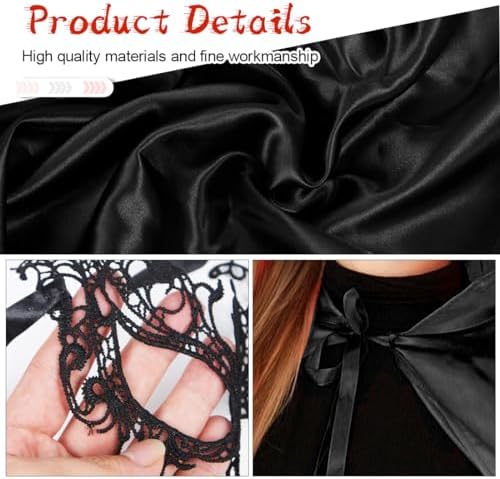 Schwarzer Umhang Mit Kapuze für Erwachsene & Kinder, Halloween & Karneval, Mittelalter Vampir Kostüm (L)  
Schwarzer Umh