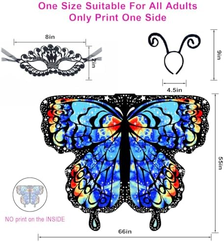  **Fae-Wings fuer Erwachsene, Feenflügel, Perfekt fuer deine Halloween-Kostümierung**
| **3-teiliges Schmetterlings-Kost