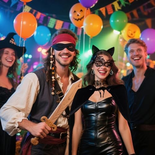 Black Cape with Hood Set, 170cm Silberhaar Cape for Women with Lace Mask & Gothic Accessories, Medieval Vampire Cape for