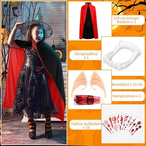 Vampir Kostüm Kinder Halloween 120cm Umhang Cosplay Party