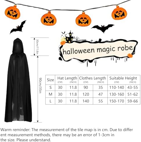 Kinder Umhang mit Kapuze für Halloween Schwarz(90cm)  
Zauberumhang KinderVampir Umhang Schwarz für Halloween Party(90cm