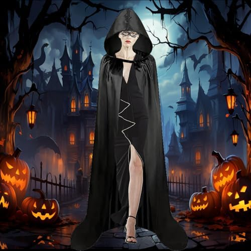  Schwarzer Halloween Umhang Mit Kapuze Für Cosplay
| Halloween Umhang Schwarz Mit Maske Für Karneval
| Cosplay Halloween