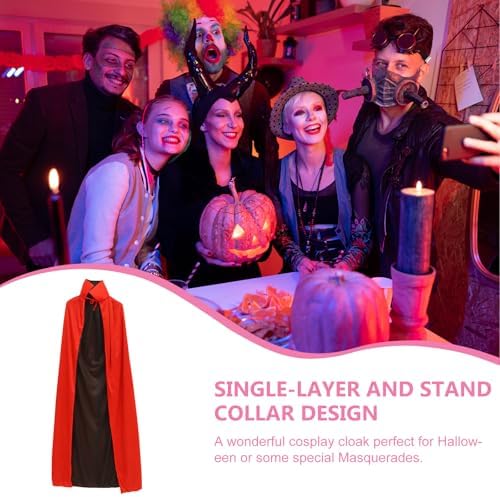 WINOMO Vampir Umhang Herren Schwarz & Rot für Cosplay und Halloween Specieller Stehkragen und Stretch-Material in L-Medi