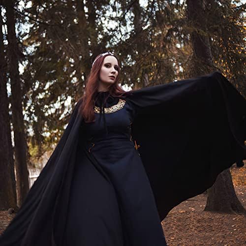 Vampir Umhang Schwarz für Erwachsene - Halloween Kostüm mit Kapuze, Samt Material, Perfektes Halloween Cosplay für Maske