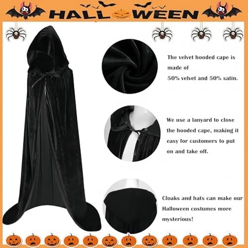 Kinder Vampir Umhang Schwarz Mit Kapuze Fur Halloween Cosplay Kostüm 110cm