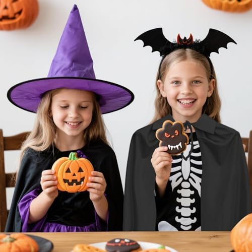 Kinder Vampir Zähne Kostüm 2 Stück Schwarz + 3 Blutpillen + Einlagiger Umhang 90cm