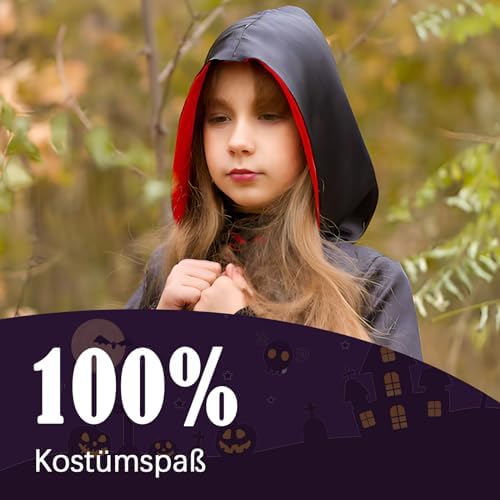  Halloween Kostüm Vampir Umhang für Erwachsene
| Gruselig Vampirumhang für Karneval und Fasching
| Beidseitig Rot & Schw