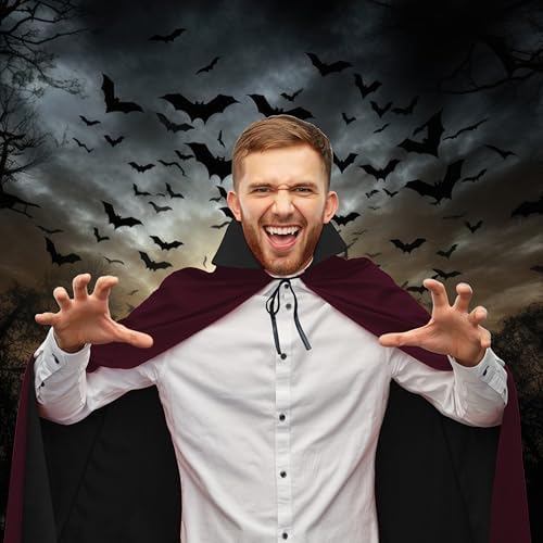 Halloween-Vampir-Umhang Unisex Reversibel Hexenumhang mit Stehkragen zur Cosplay Maskerade Party Hexenkostüme - Größe L