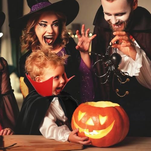  Dracula Kostüm Kinder Jungen - Schwarz Rot, Halloween-Vampir Umhang für Rollenspiele
| Vampirkostüm Junge Mädchen - Ste