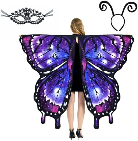  **Fae-Wings fuer Erwachsene, Feenflügel, Perfekt fuer deine Halloween-Kostümierung**
| **3-teiliges Schmetterlings-Kost