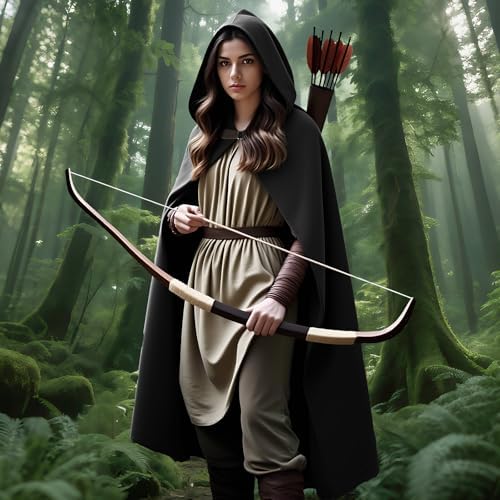 Renaissance Kapuzenmantel Mittelalter Umhang Herren Hexenmantel Gothic Cosplay Cape Halloween Kostüm (Grün)  
Renaissanc