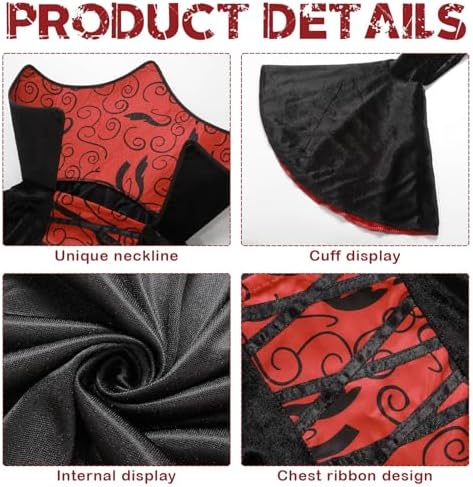  **Vampir Kostüm Kinder Gothic Kleid Halloween Set**
| **Gothic Vampire Kostüm Mädchen mit Halskette für Horror Party**
