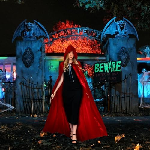  Vampir Kostüm Damen für Halloween Schwarz Samt Cape mit Kapuze Erwachsene Dracula Look
| Halloween Kostüm Erwachsene Sc